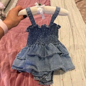 Adorable Denim Ruffled Baby Dress